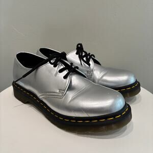 Dr. Martens 1461 Vegan Metallic Chrome Silver Shoes - Size: 9